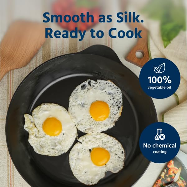 COOKLIFE 12 Inch Pre-Seasoned Lightweight Cast Iron Skillet - Smooth Finish, Oven & Grill Use