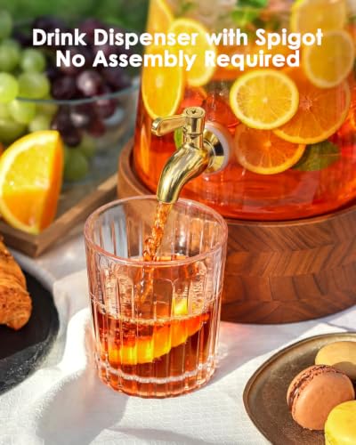 2 Gallon Glass Beverage Dispenser with Stainless Steel Spigot & Stand