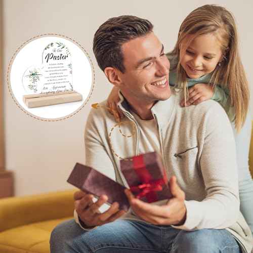 Pastor Appreciation Gifts for Women Men - Shejdgart Acrylic Heart Plaque with Wooden Stand Pastor Appreciation Day Gifts Religious Christmas Thanksgiving Birthday Gifts for Pastors Preacher Christian