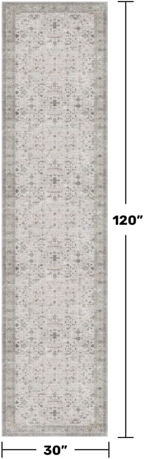 Hazo Haus Hallway Runner Rug - Light Gray Washable, Non-Slip & Stain Resistant | 2'6"x10' for Kitchen & Home Decor
