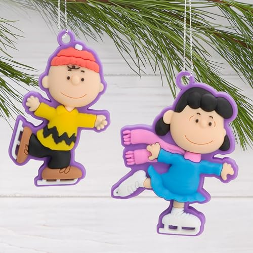 Hallmark Peanuts Mini Christmas Tree Topper & Ornaments Set of 5 - Ice Skating Characters