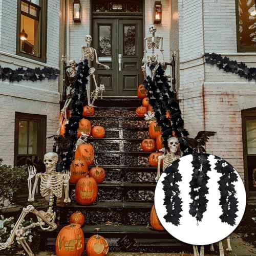 3PCS Fall Leaf Garland Fall Wall Hanging Artificial Black Maple Leaf Vine 6.56FT Thanksgiving Decor for Home Wedding Party Black Garland for Halloween Thanksgiving