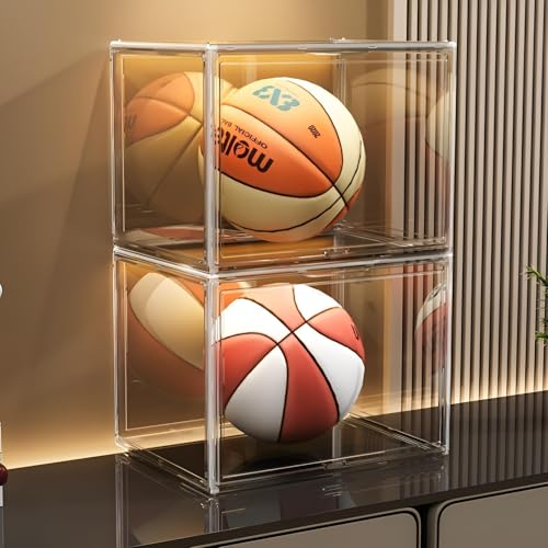 XL Stackable Acrylic Storage Bins with Door for Collectibles & Helmets - Dustproof Display Case