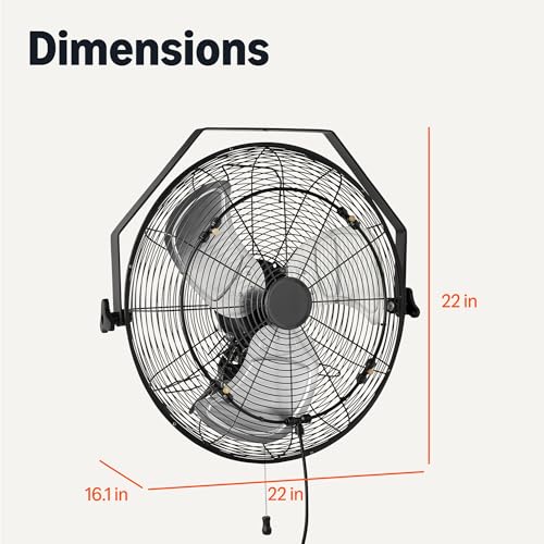 Outdoor Misting Fan - 18" Wall-Mounted Industrial Cooling Fan with Tilt Head, Waterproof IP44, Metal Blades, 3 Speeds