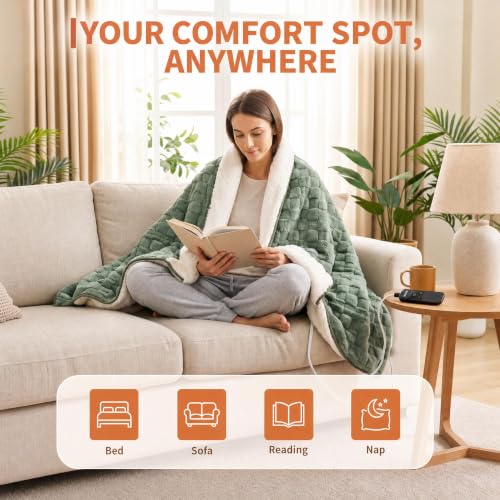 Garvee Green 50x60 Inch 15lb Weighted Heated Blanket with Digital Control