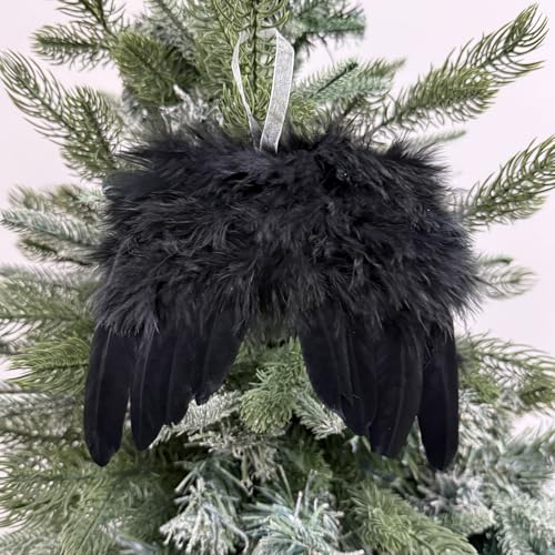 Kesywale 10Pcs Black Angel Wings Christmas Tree Ornaments 6.7" x 5.1" for DIY Decor