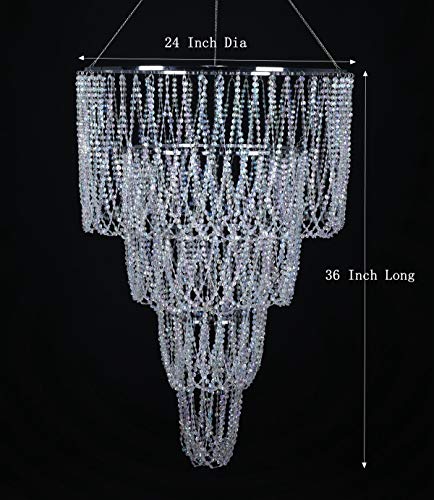 FlavorThings 24x36 Inch 4 Tiers Wedding Chandelier Iridescent Beaded Swag