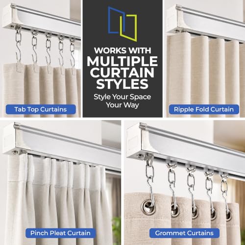 Jos & Haz 16.4ft Aluminum Ceiling & Wall Curtain Track - White, Heavy Duty