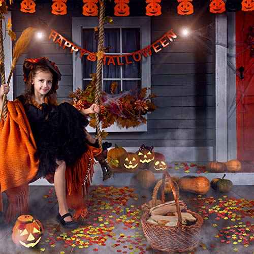 WILLBOND 600 Pcs Fall Thanksgiving Confetti Maple Leaf Table Scatter Foil Confetti for Autumn Harvest Halloween Christmas Wedding Throwing Table Decoration Glitter Party Supplies