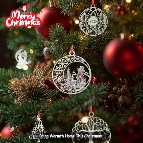 Dfugta Gnome Christmas Ornaments 2025 Solid Pewter 3D Double-Sided Hanging Tree Decor