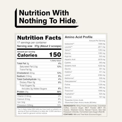 NAKED Mocha Latte Protein Coffee - Colombian Iced Keto Shake, 20g Grass-Fed Whey, Caffeine, Gluten-Free