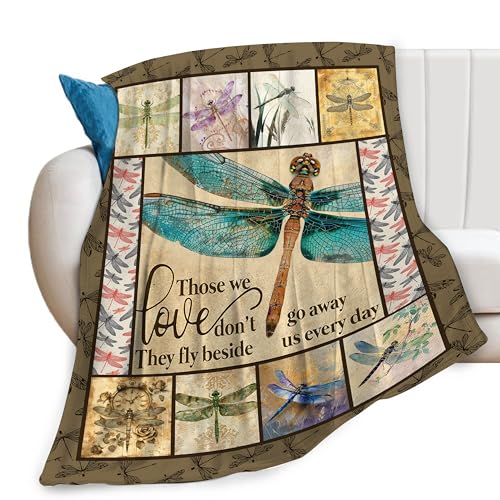 60x80 Dragonfly Print Memorial Throw Blanket Cozy Plush Gift for Couch Sofa Bed