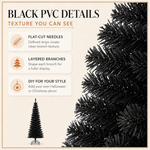DONGVIBEY Black 5FT Unlit Artificial Pencil Christmas Tree for Small Spaces