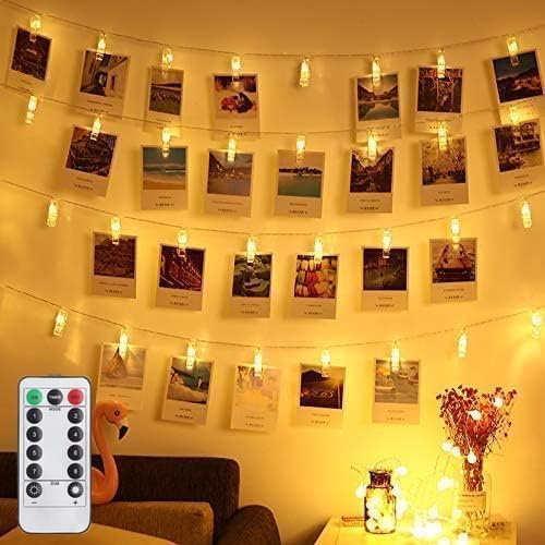 Skiennix LED Photo Clip String Lights - 40 LEDs Fairy Twinkle Lights for Home Decor | 14 Feet, Warm White