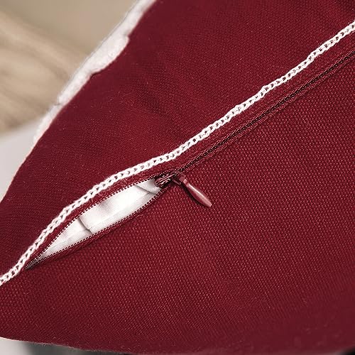 MIULEE Burgundy Christmas Snowflake Throw Pillow Covers 20x20 Set of 2