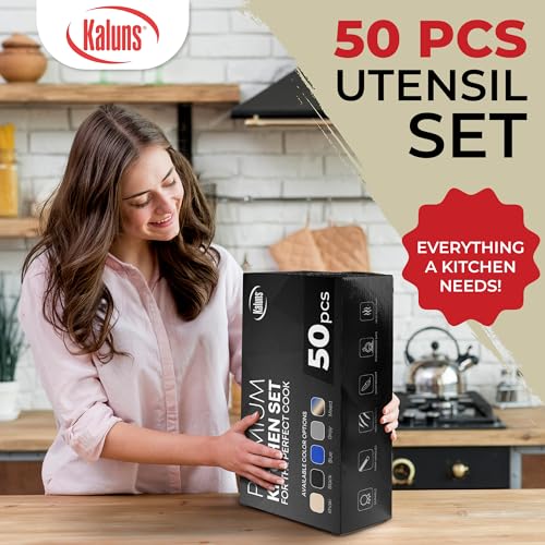 Kaluns Khaki 50-Piece Silicone Kitchen Utensil Set Heat-Resistant Non-Stick Cooking Tools