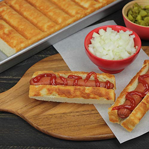 USA Pan Nonstick Hot Dog Bun & Lobster Roll Pan 15x6x1.5 Inch, Aluminized Steel, Model: Hot Dog Pan