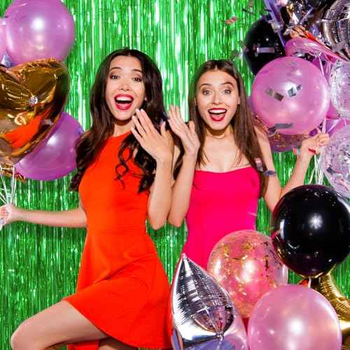 6 Pack St. Patrick's Day Green Foil Fringe Party Backdrop Curtains, 1 x 2m/39.3 x 78.7in Metallic Tinsel Curtains, Streamers Party Decoration Photo Background for St Patrick¡¯s Day Birthday Carnival