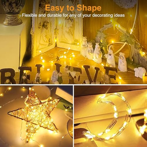 24 Pack Fairy Lights Battery Operated 7ft 20 LED - 3 Modes Warm White, Silver Wire, IP65 Waterproof