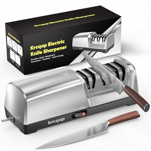 Electric Knife Sharpener for Kitchen Knives - 3-Stage, Fast, Grayish-White