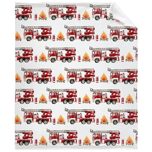 Fire Truck Fireman Baby Blanket Gifts Super Soft Swaddle Newborn Cozy Baby Receiving Blanket Stroller Throw Blanket for Crib 40x30 in forBaby/Puppy