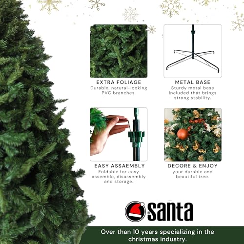El Santa 4.92 ft Artificial Christmas Tree - Green with 12in Variation, Easy Setup