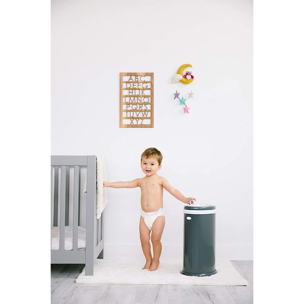 Ubbi Steel Diaper Pail - Odor Locking Design | No Special Bag Required | Award-Winning Slate Color