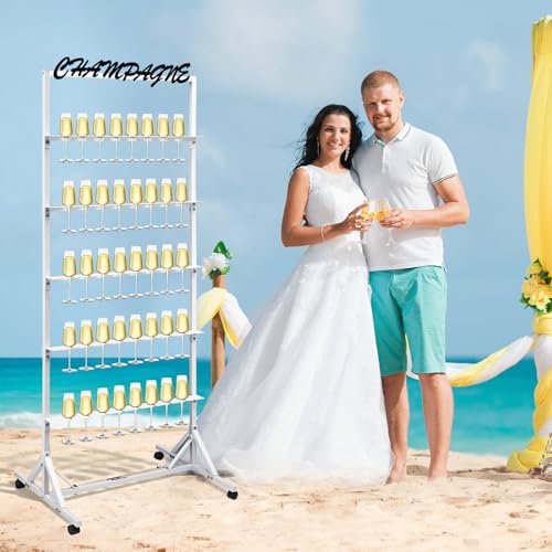 Champagne Wall Holder Stand for Party & Wedding Display, 5-Tier Metal Flutes Rack