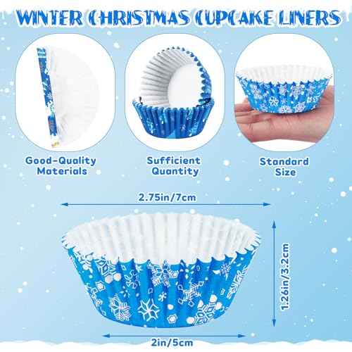 SANNIX 450pcs Winter Christmas Cupcake Liners Santa Snowflakes Cupcake Wrappers Baking Cups Paper Wraps Muffin Liners for Xmas Winter Birthday Party Candy Cake Decorations Supplies(9 Designs)