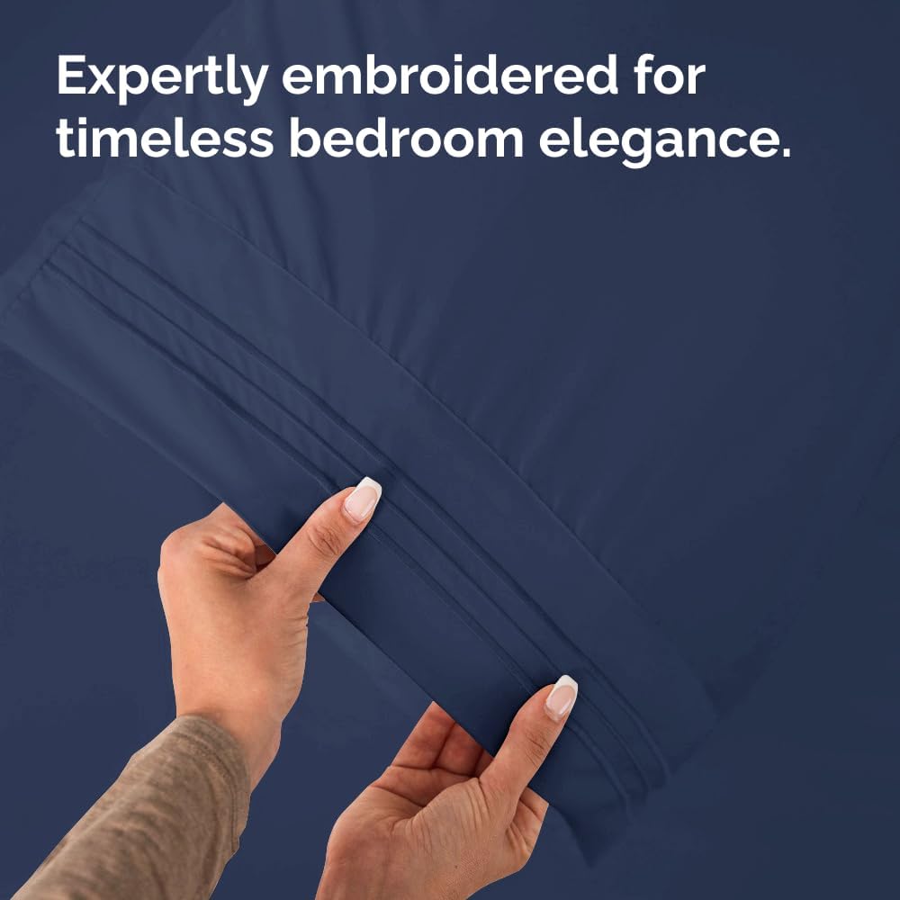 Skiennix Standard Pillow Cases Set of 4 | Ultra Soft Hotel Quality Covers - Navy Blue, Machine Washable