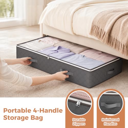 Budding Joy 95L Under Bed Storage Containers, 6 Pack Bins, Grey