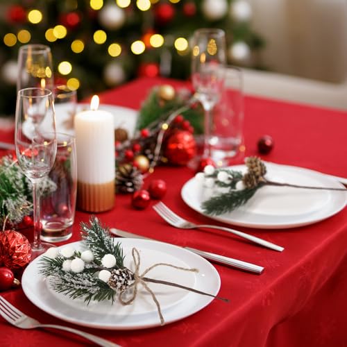 50 Pcs Christmas Floral Picks with Snowy Berry Stem - White (Zeyune)