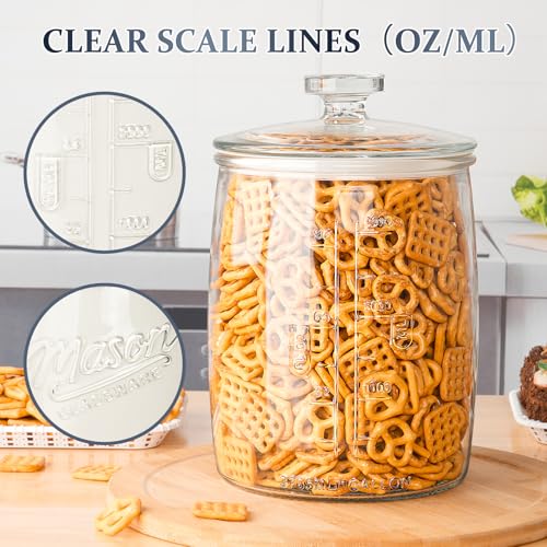 1 Gallon Glass Cookie Jar Set - Airtight Seal & Wide Mouth, 2 Pack