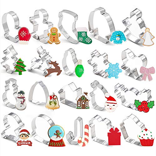 20-Piece Christmas Cookie Cutter Set - Stainless Steel Holiday Baking Tools