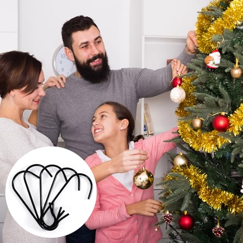 Black Christmas Ornament Hooks - 100 Pcs Adjustable Metal C-Shaped Hangers for Tree Decorations