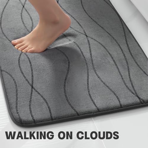 YIHOUSE 5-Piece Dark Grey Memory Foam Bathroom Rugs Set - Non-Slip, Ultra-Soft, Absorbent