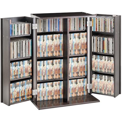 VEVOR Espresso Media Storage Cabinet with Adjustable Shelves & Doors