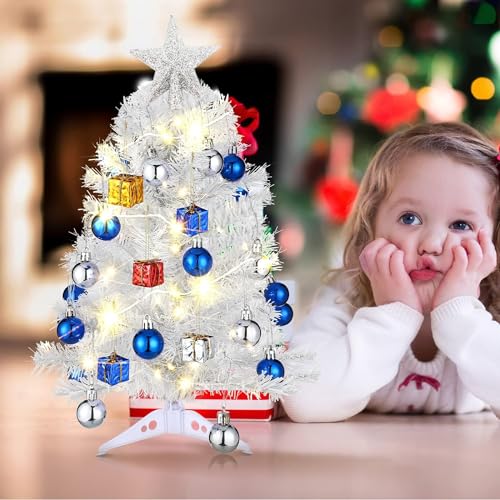 4Pcs Mini Star Christmas Tree Topper 2.36in Gold & Silver Glitter