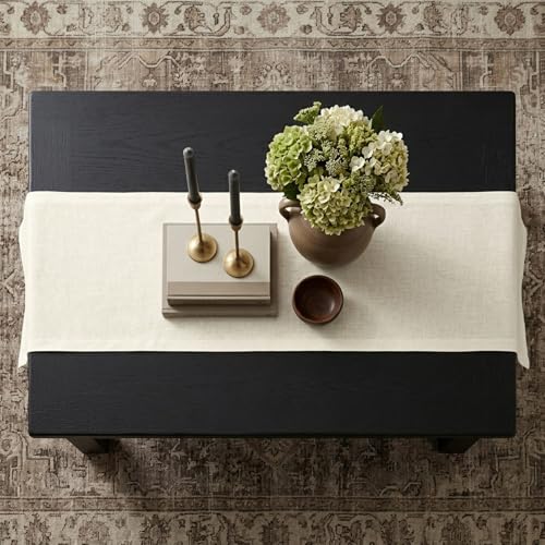 Solino Home 100% Pure European Linen Ivory Table Runner 14 x 48 in - 02 Ivory / 14 x 48 Inch