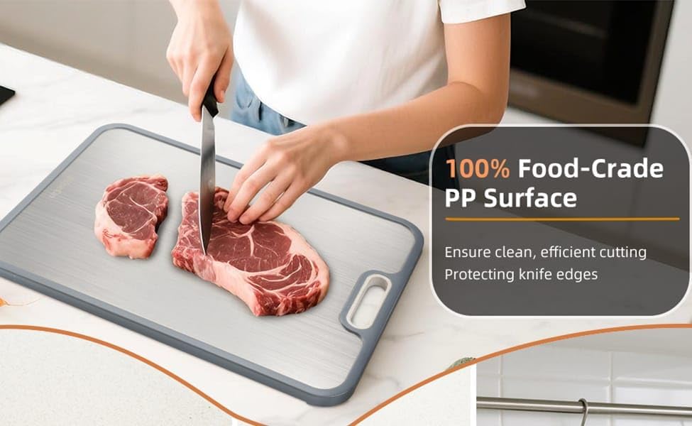 Titanium Cutting Board - Double-Sided Meal Prep Board with Pure Titanium & Wheat Straw | Large 16”×11”