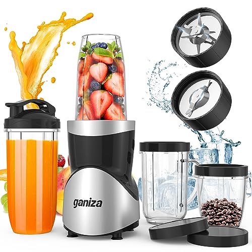 Ganiza Black 900W Smoothie Blender for Shakes & Smoothies - Powerful 6-Blade Kitchen Appliance