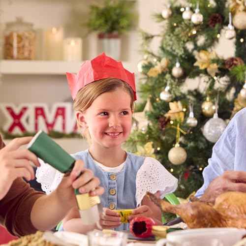 CCINEE 100Pcs Christmas Paper Crowns Hats for Crackers, Christmas Cracker Hats Bulk DIY Xmas Party Hat for Popper Fillers Holiday Party Favor