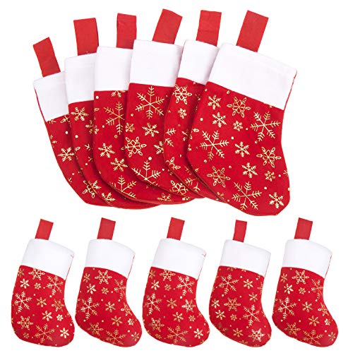 DIYASY Glitter Snowflake Christmas Mini Stockings 12 Pcs - 8 Inch Felt Holiday Gift Holders