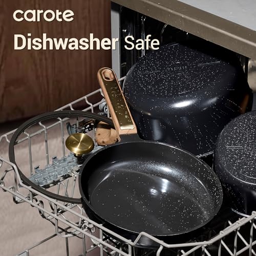 Ceramic Cookware Set 16pcs with Non-Toxic Nonstick Pans & Lids - Black