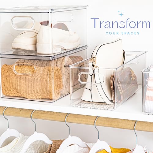 Plastic Food Storage Containers 2 Pack - Clear Bin with Handles, 16x6x5 Inches - Variation 2 / 16x6x5