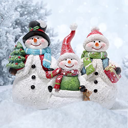 Hodao White 3PCS Christmas Snowman Family Decoration Figurines