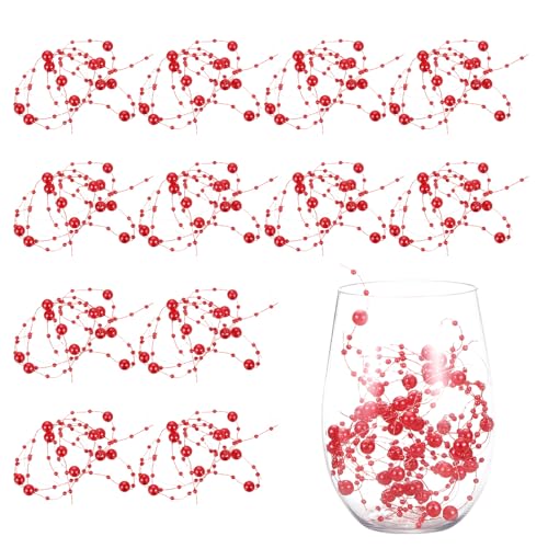 White Artificial Pearl String for Floating Candles, 12 pcs, 9.8 inches