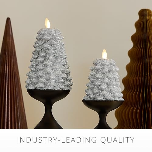 Luminara Silver Glitter Flameless LED Candle with Moving Flame 3.3" x 4.3"
