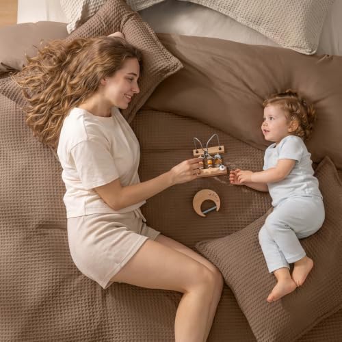 King Waffle Duvet Cover Set - Ultra Soft Breathable Microfiber Mocha Variation of THIS listing