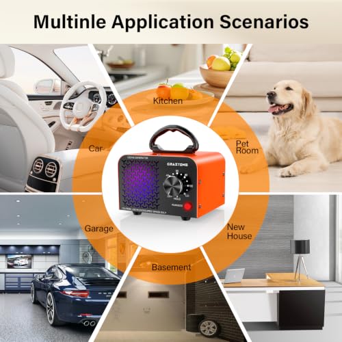 Orange Portable 2-in-1 Ozone Generator 108,000mg/h for Home & Car Odor Removal